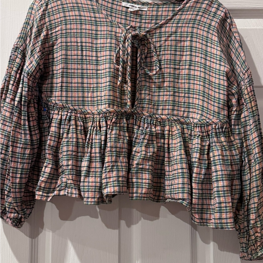 O'Neil Plaid Women's Crop Top with Tie Detail